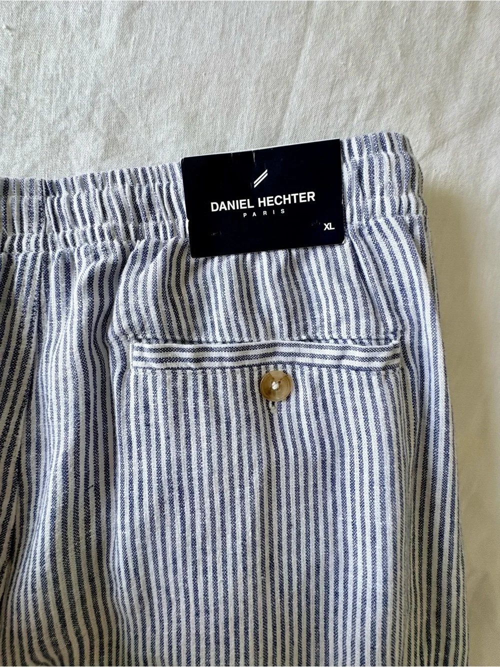 Daniel Hechter Paris Linen Blend Stripe Drawstring Pants XL NWT Resort Beach